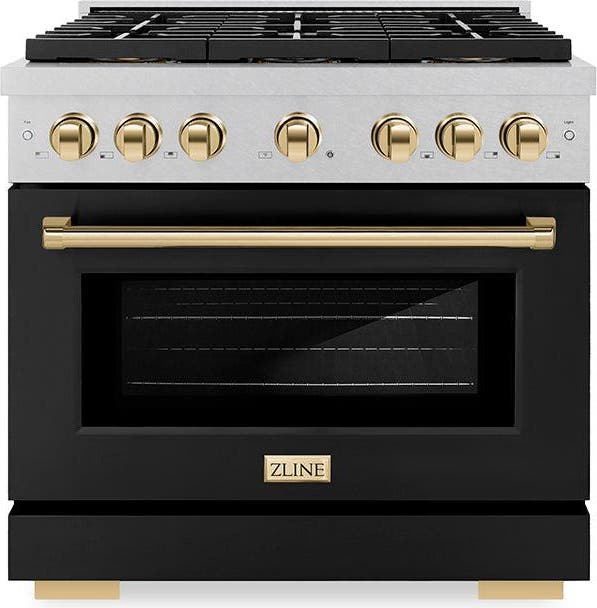 Satin Stainless Steel With Black Matte Door And Polished Gold Accents