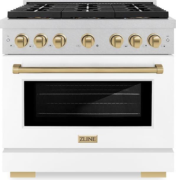 Satin Stainless Steel With White Matte Door And Champagne Bronze Accents