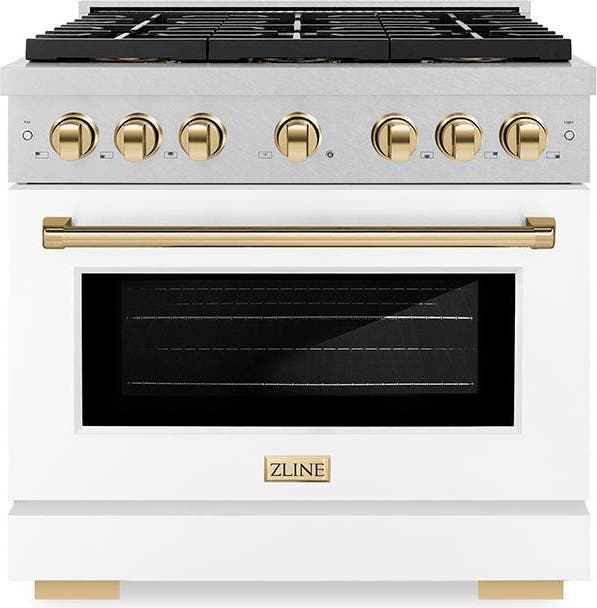 Satin Stainless Steel With White Matte Door And Polished Gold Accents