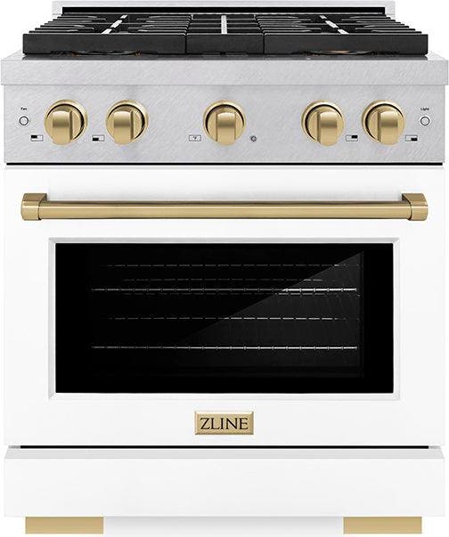 Satin Stainless Steel With White Matte Door And Champagne Bronze Accents