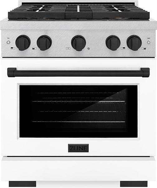 Satin Stainless Steel With White Matte Door And Matte Black Accents