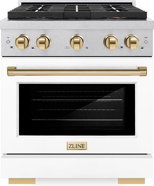 Satin Stainless Steel With White Matte Door And Polished Gold Accents