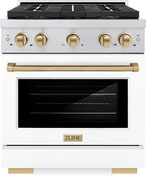 Stainless Steel With White Matte Door And Champagne Bronze Accents