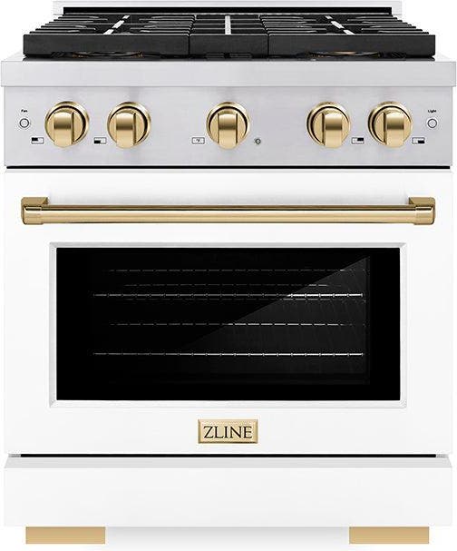 Stainless Steel With White Matte Door And Polished Gold Accents
