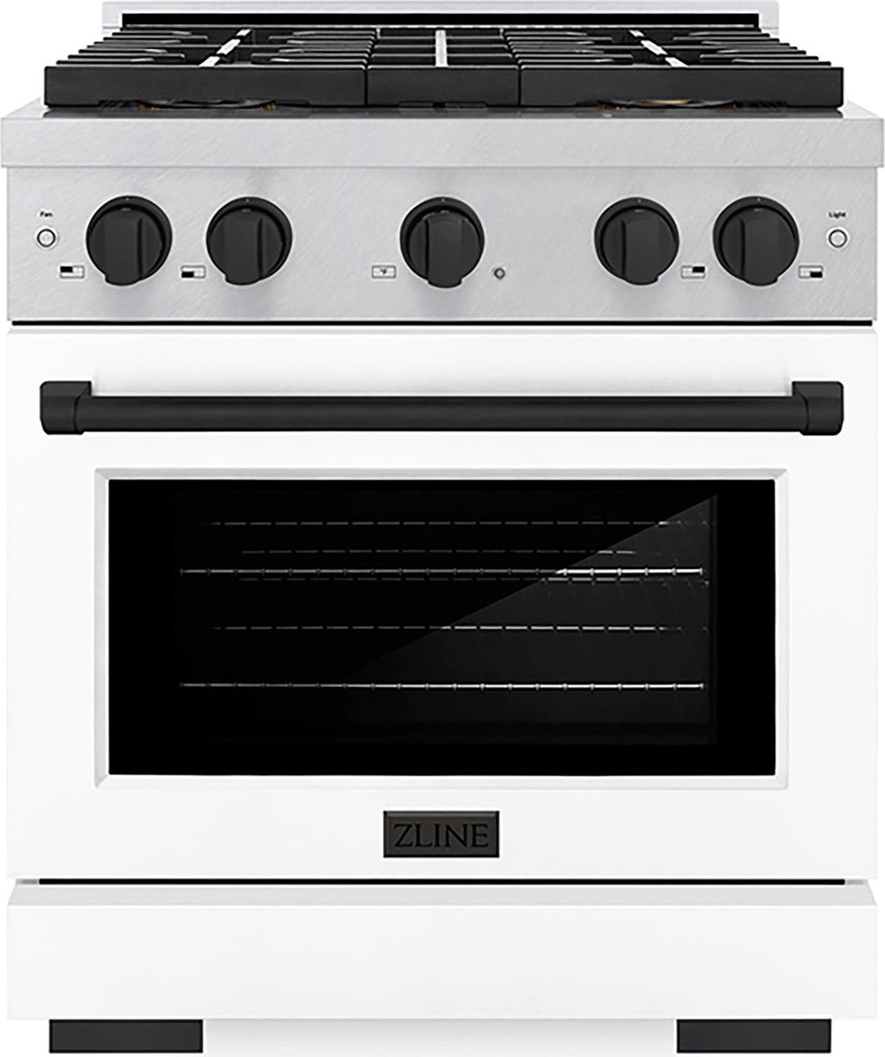 Satin Stainless Steel With White Matte Door And Matte Black Accents
