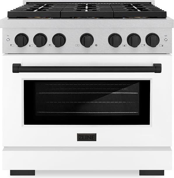 Satin Stainless Steel With White Matte Door And Matte Black Accents