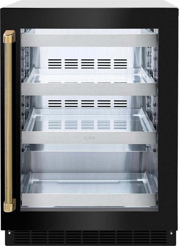 Black Stainless Steel Glass Door And Polished Gold Helix Handle