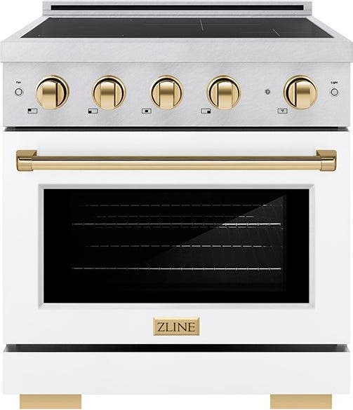 Satin Stainless Steel With White Matte Door And Polished Gold Accents