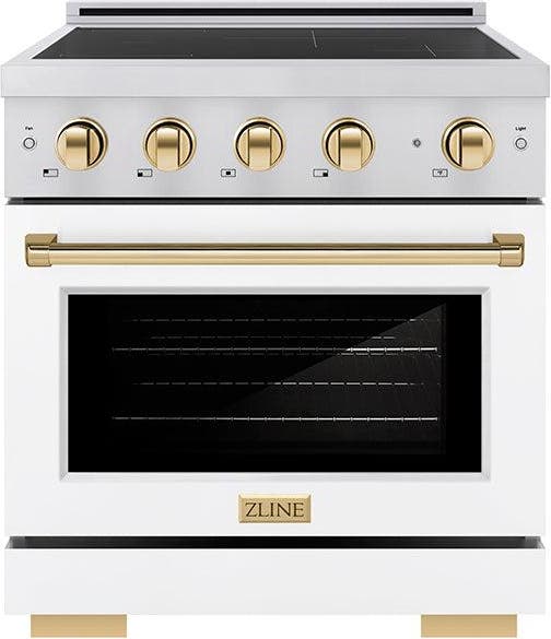 Stainless Steel With White Matte Door And Polished Gold Accents