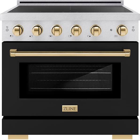 Satin Stainless Steel With Black Matte Door And Polished Gold Accents