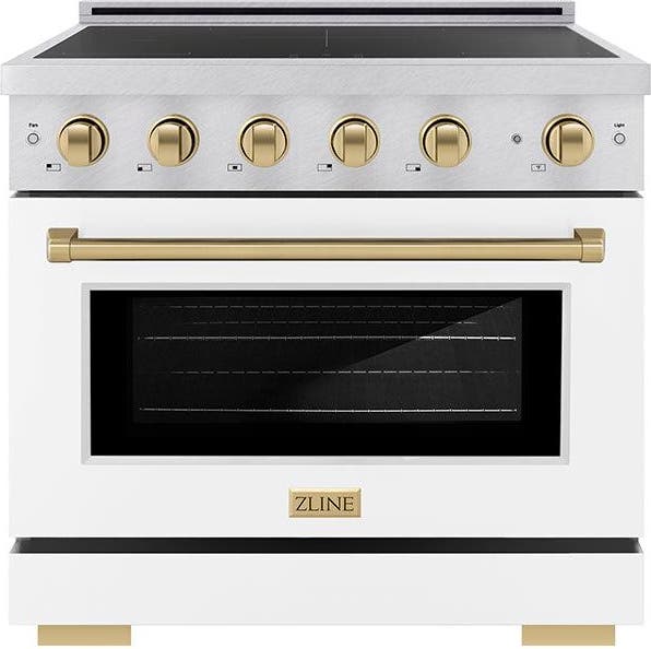 Satin Stainless Steel With White Matte Door And Champagne Bronze Accents