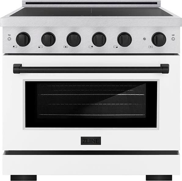 Satin Stainless Steel With White Matte Door And Matte Black Accents