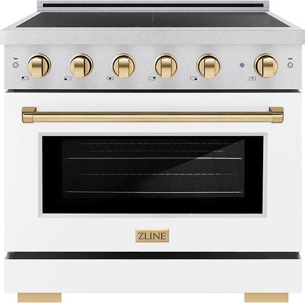 Satin Stainless Steel With White Matte Door And Polished Gold Accents