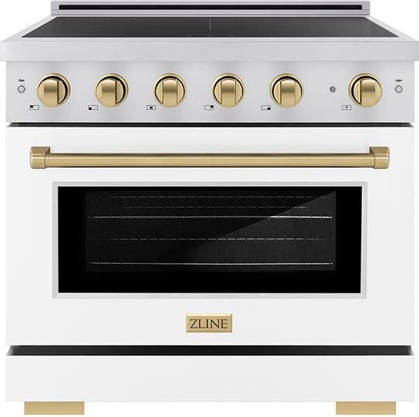 Stainless Steel With White Matte Door And Champagne Bronze Accents