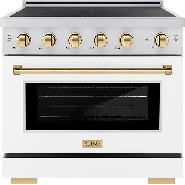 Stainless Steel With White Matte Door And Polished Gold Accents