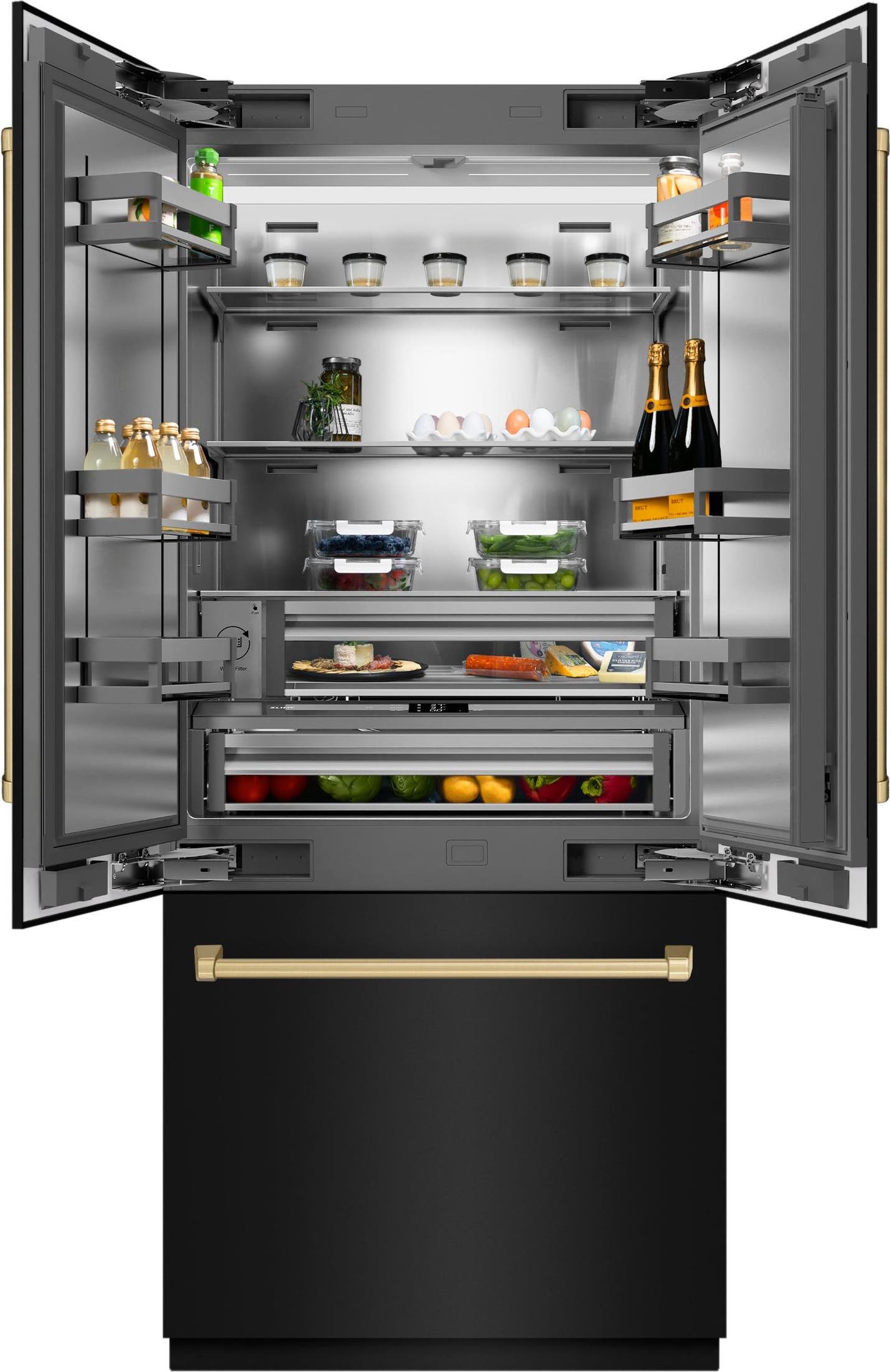 Black Stainless Steel With Stainless Steel Interior And Champagne Bronze Accents