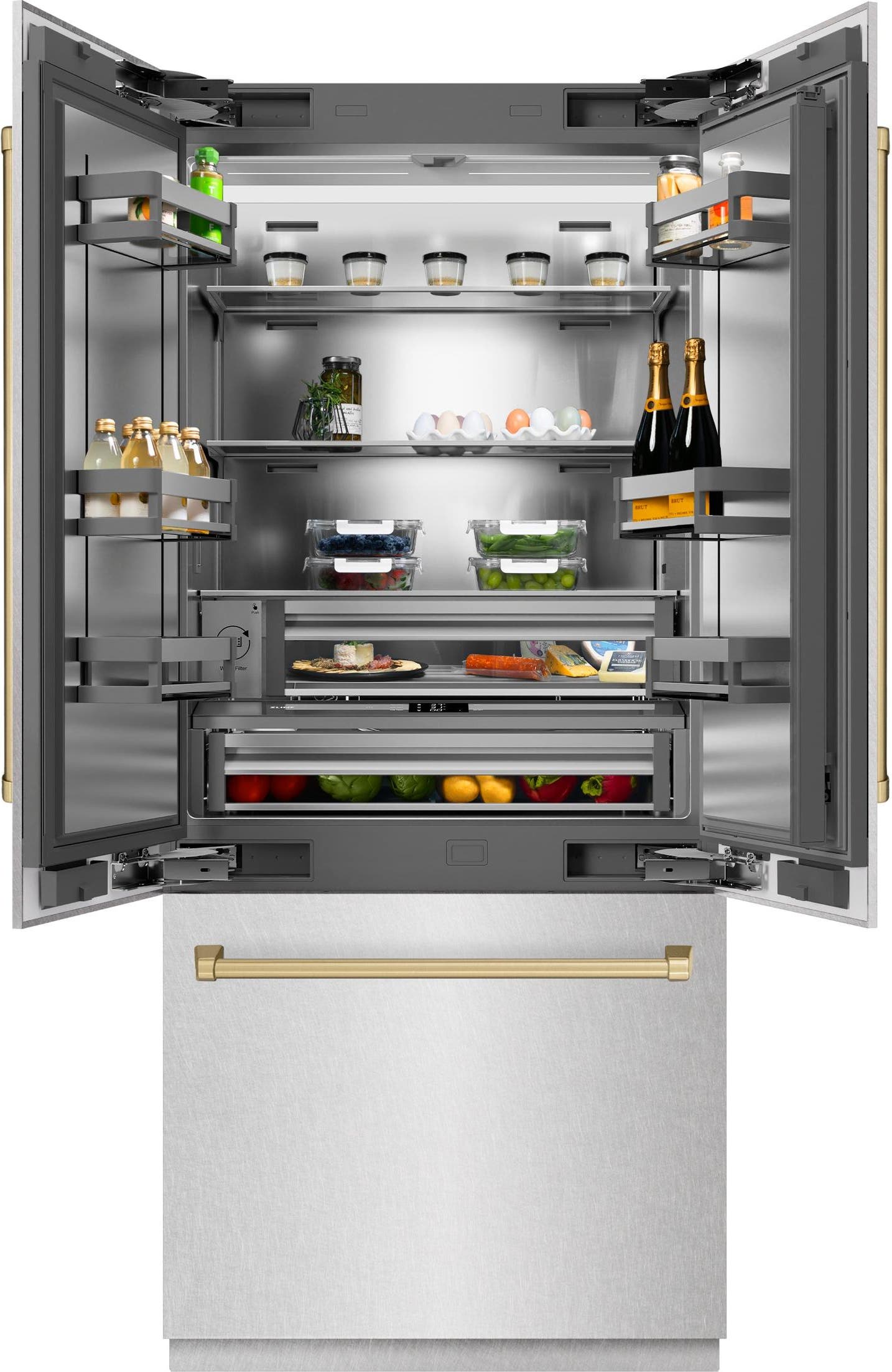 Satin Stainless Steel With Stainless Steel Interior And Champagne Bronze Accents