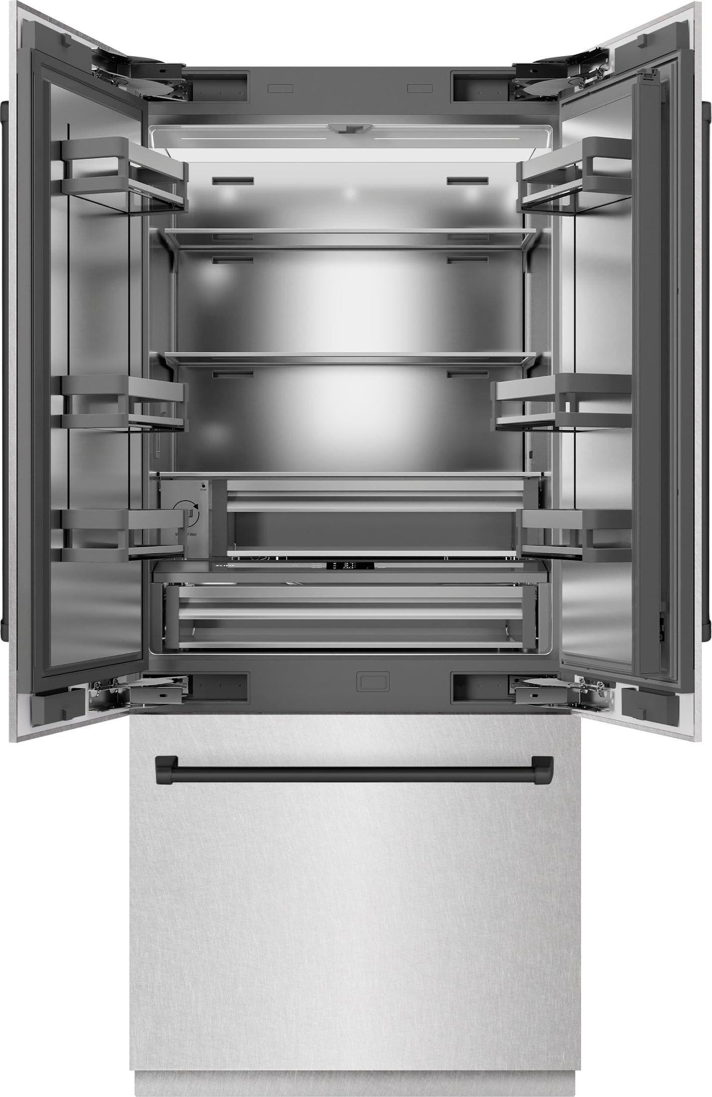 Satin Stainless Steel With Stainless Steel Interior And Matte Black Accents