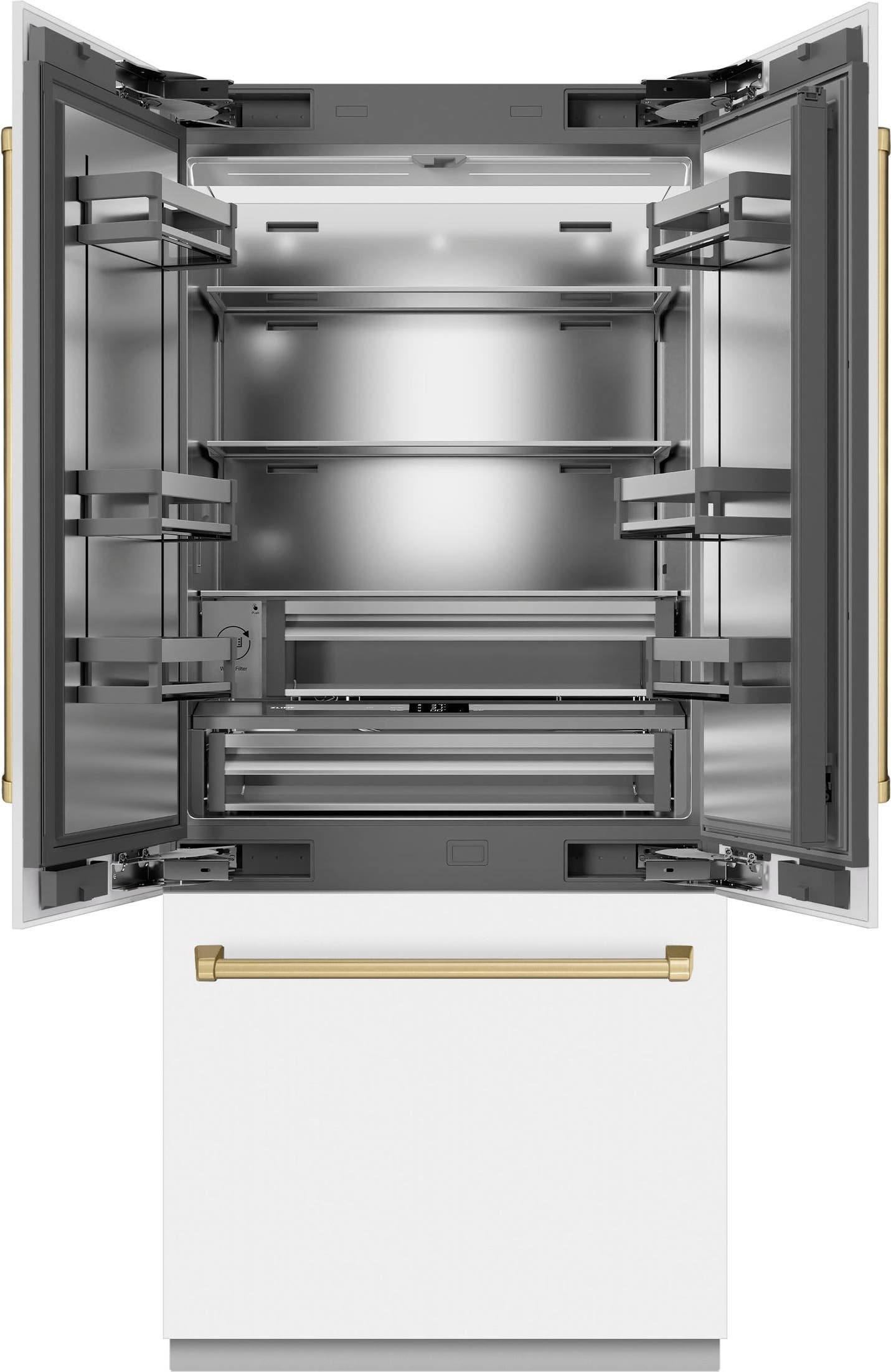 White Matte With Stainless Steel Interior And Champagne Bronze Accents