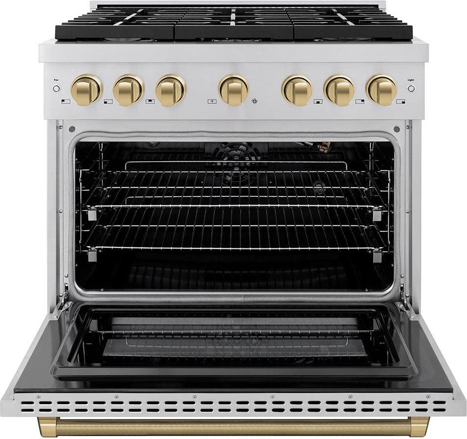 Zline SGRBZ48KG Black Stainless Steel And Polished Gold Helix Hand...