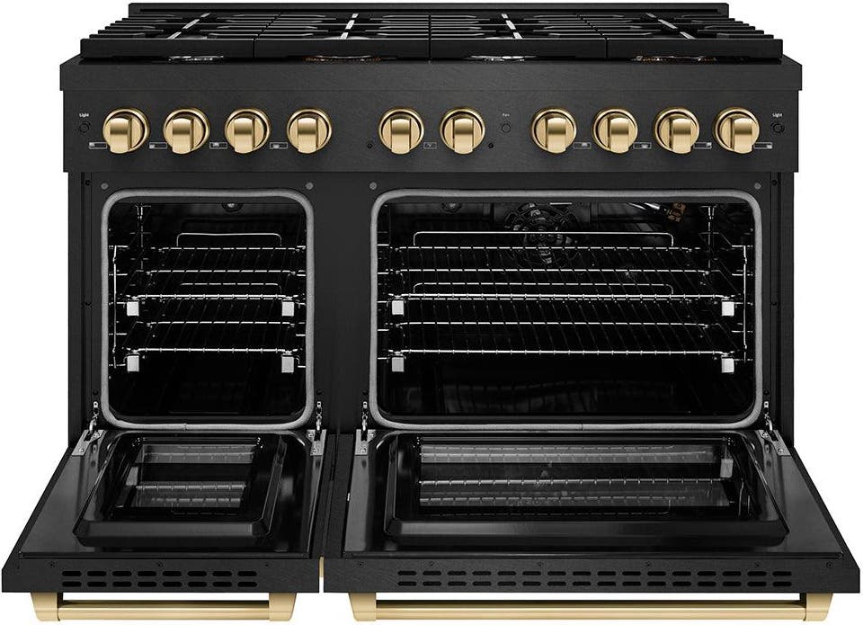 Zline SGRBSZ48G Black Satin Stainless Steel And Polished Gold Acce...