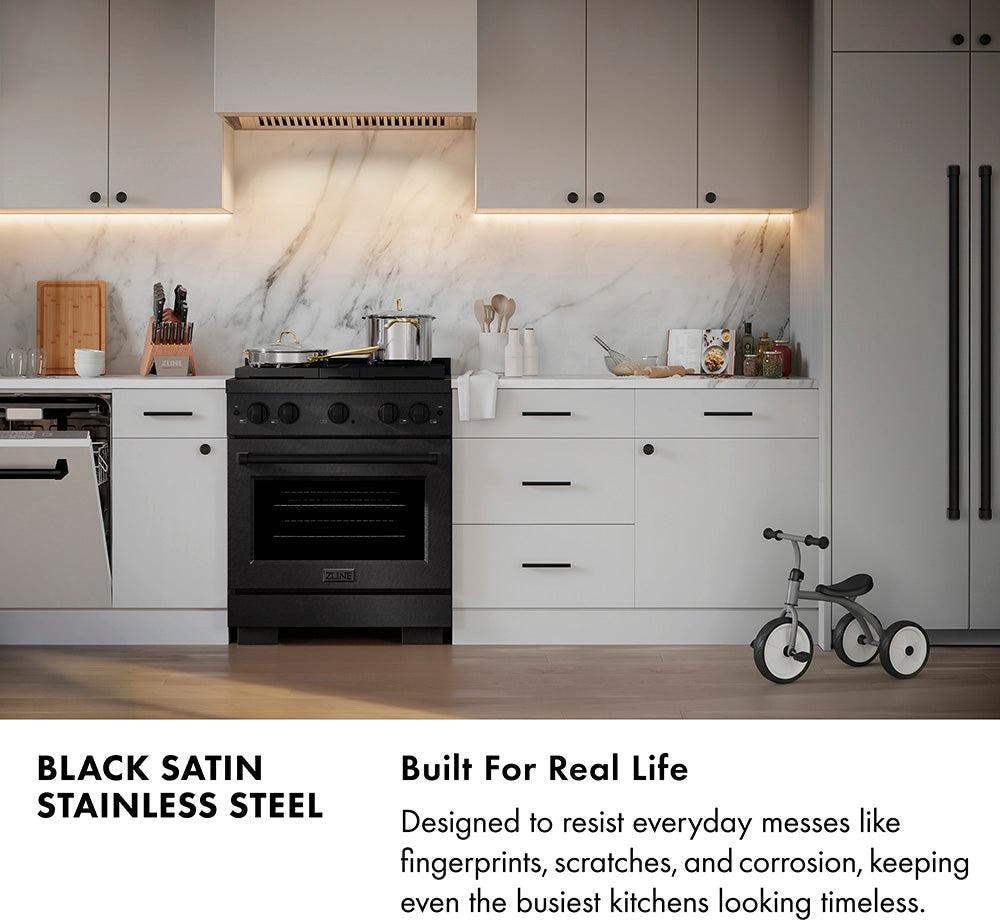 Zline SGRBSZ48G Black Satin Stainless Steel And Polished Gold Acce...