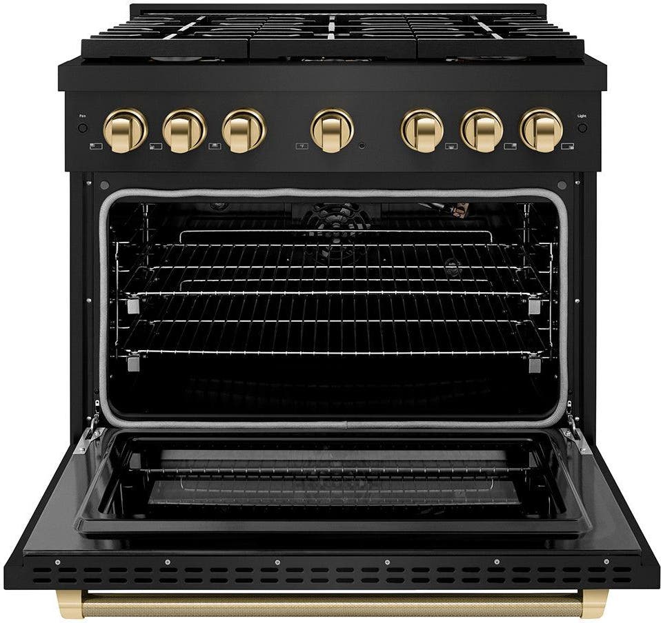 Zline SGRBZ36KG Black Stainless Steel With Polished Gold Helix Han...
