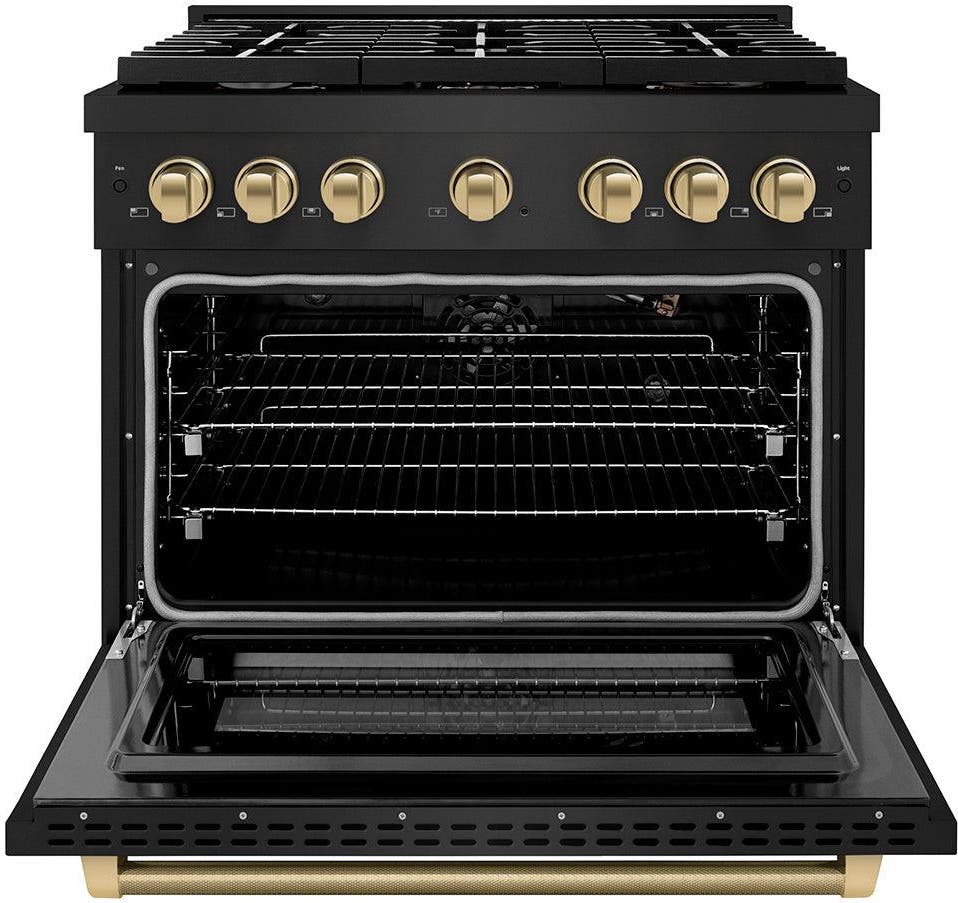 Zline SGRBZ36KCB Black Stainless Steel With Champagne Bronze Helix ...