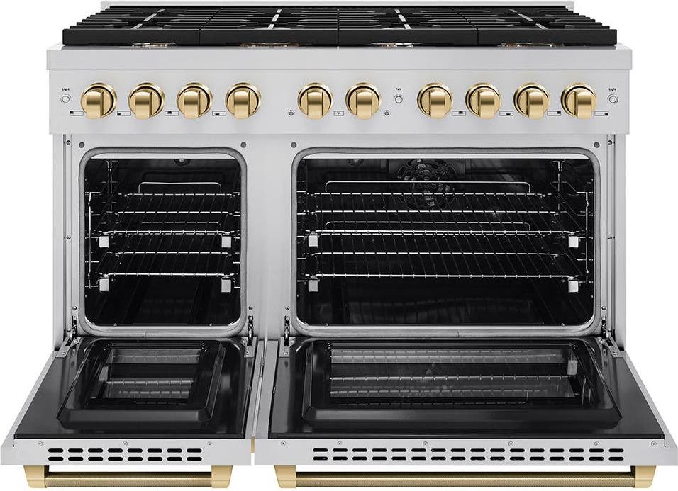 Zline SDRZ48KG Stainless Steel And Polished Gold Helix Handles An...