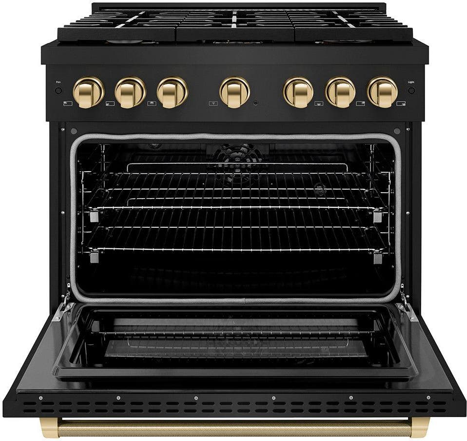 Zline SDRBZ36KG Black Stainless Steel With Polished Gold Helix Han...