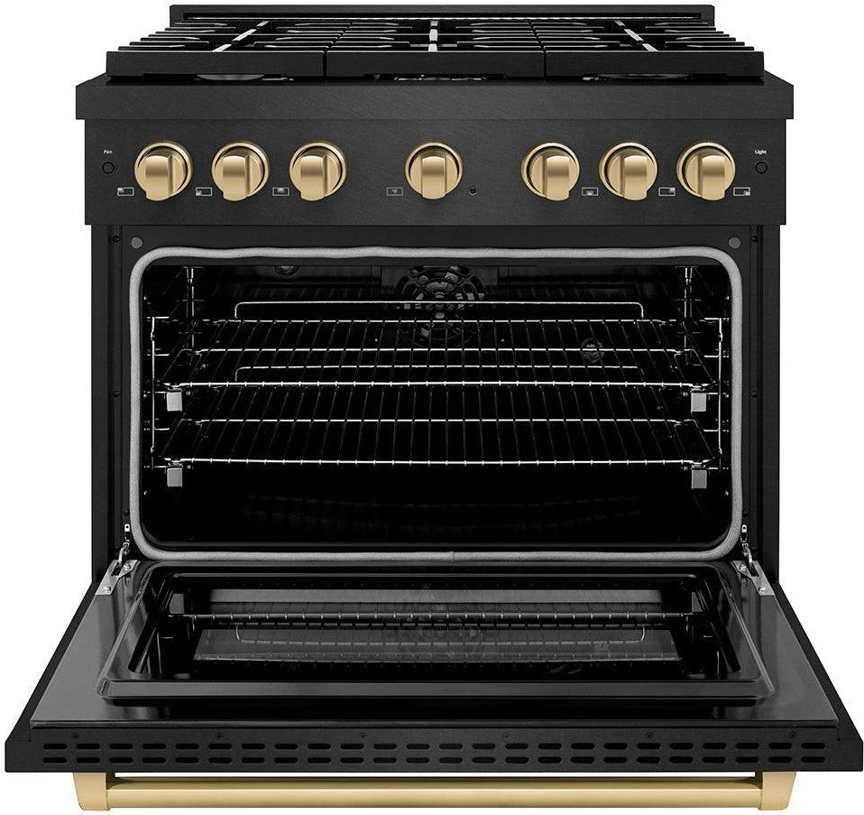 Zline SDRBSZ36CB Black Satin Stainless Steel With Champagne Bronze ...