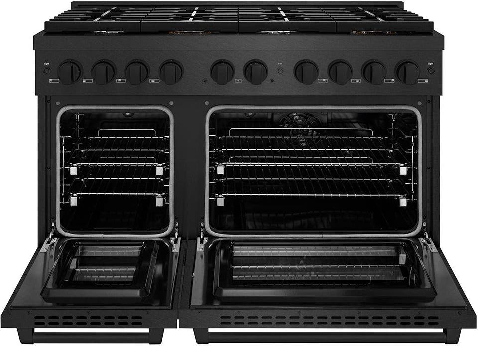 Zline SDRBSBR48 Black Satin Stainless Steel With Brass Burners