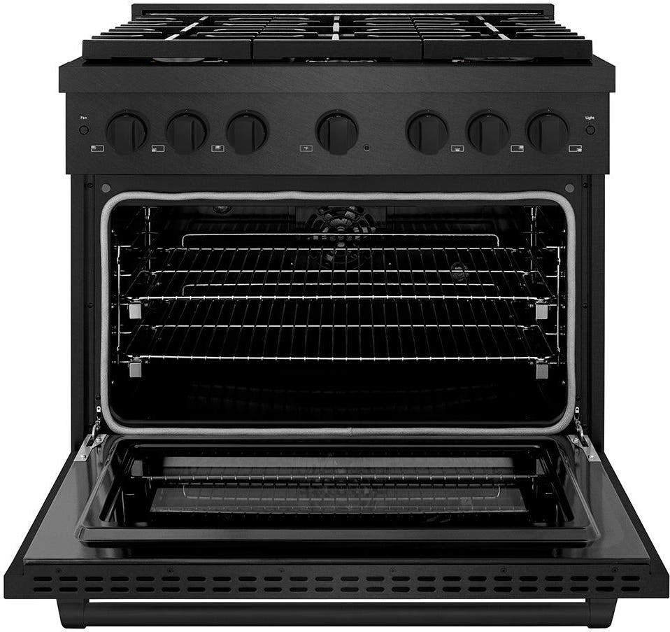 Zline SDRBSBR36 Black Satin Stainless Steel With Brass Burners