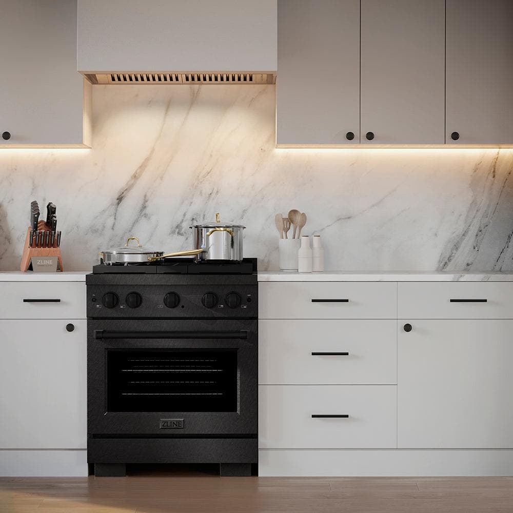 Zline SDRBSBR30 Black Satin Stainless Steel With 4 Brass Burners