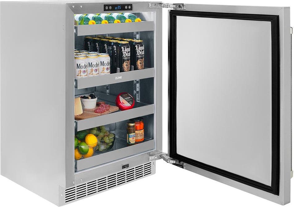 Zline RBSOZST24KPN Solid Stainless Steel Door And Polished Nickel Hel...