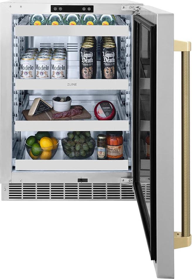Zline RBSOZST24KCB Solid Stainless Steel Door And Champagne Bronze He...
