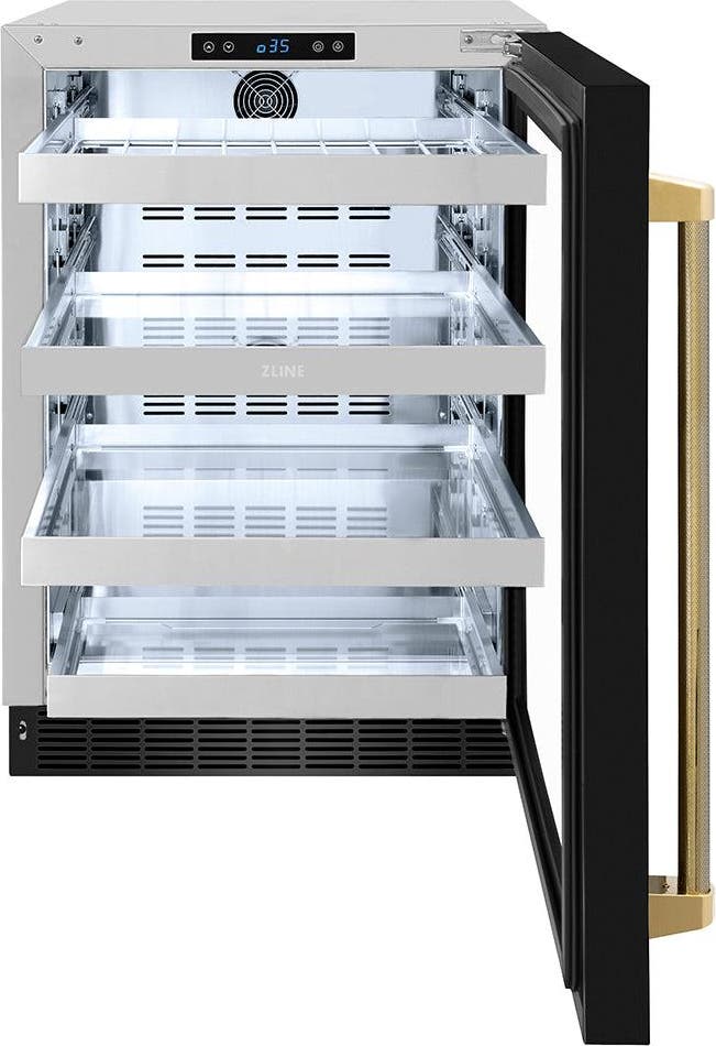 Zline RBSOZBS24KG Black Stainless Steel Glass Door And Polished Gold...