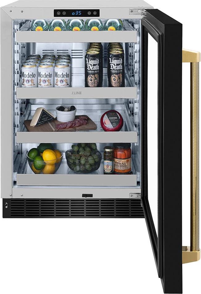 Zline RBSOZBS24KG Black Stainless Steel Glass Door And Polished Gold...