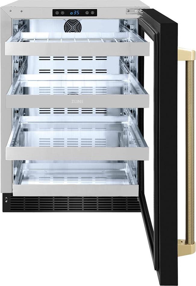 Zline RBSOZBS24KCB Black Stainless Steel Glass Door And Champagne Bro...