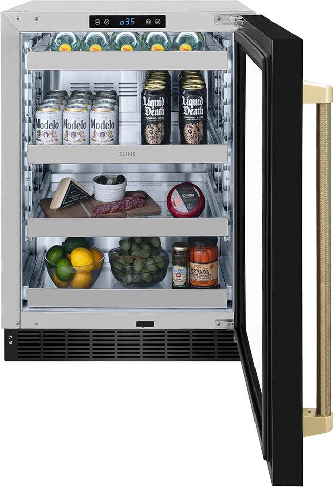 Zline RBSOZBS24KCB Black Stainless Steel Glass Door And Champagne Bro...