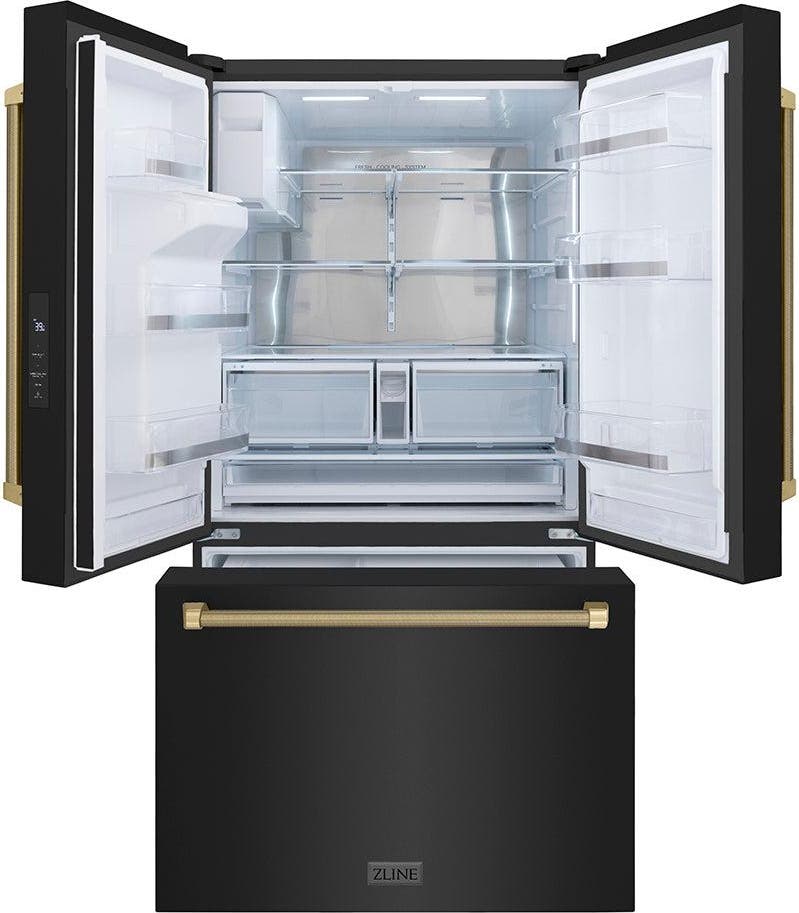 Zline RSMZW36BSKCB Fingerprint Resistant Black Stainless Steel And Ch...