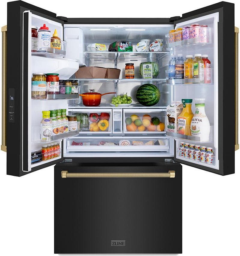 Zline RSMZW36BSKCB Fingerprint Resistant Black Stainless Steel And Ch...