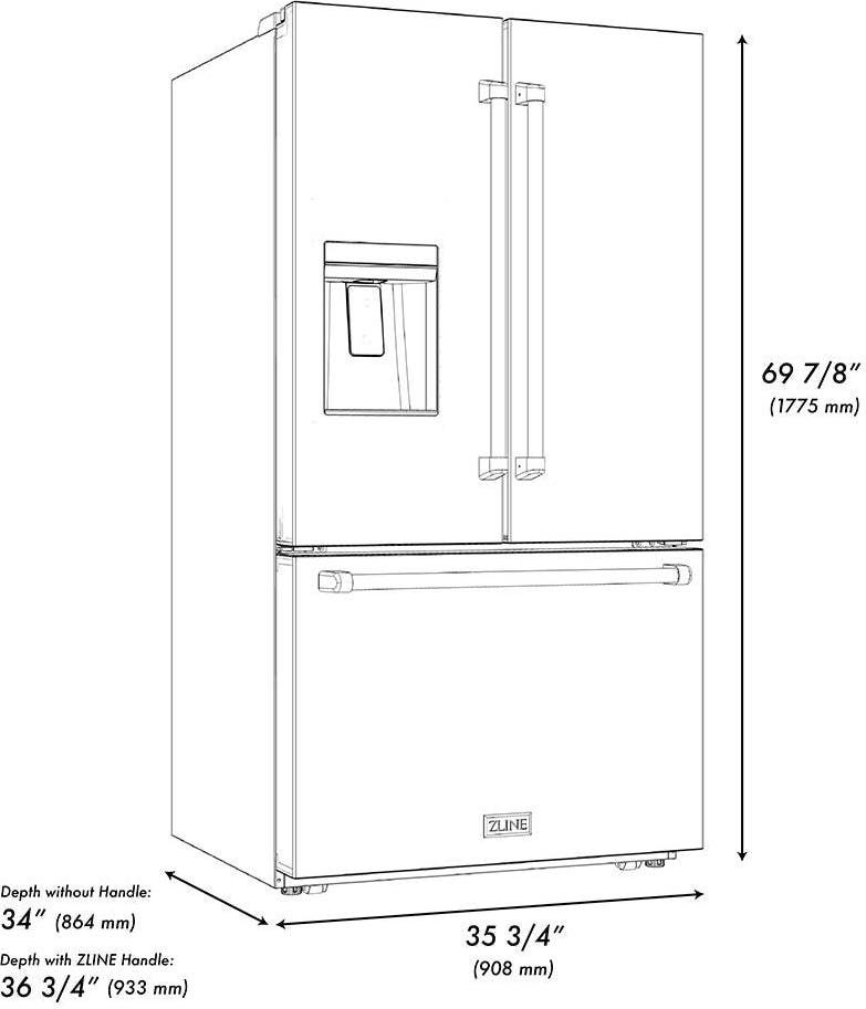 Zline RSMZW36BSKCB Fingerprint Resistant Black Stainless Steel And Ch...