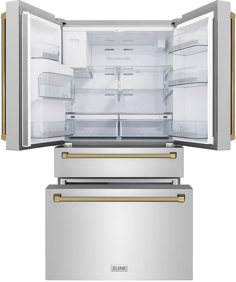 Zline RFMZW36KG Fingerprint Resistant Stainless Steel With Polishe...