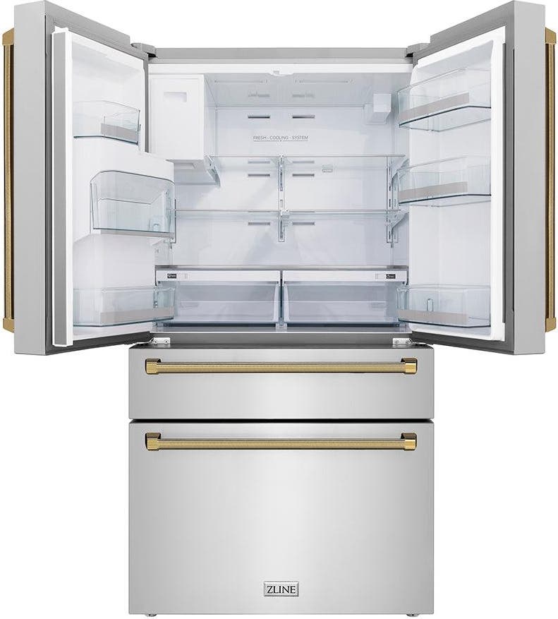 Zline RFMZW36KG Fingerprint Resistant Stainless Steel With Polishe...