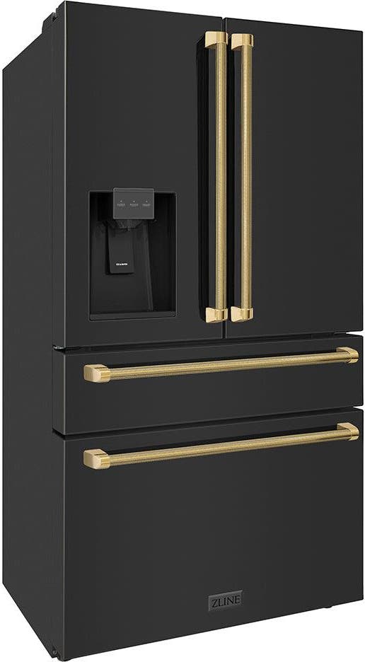 Zline RFMZW36BSKG Fingerprint Resistant Black Stainless Steel With P...