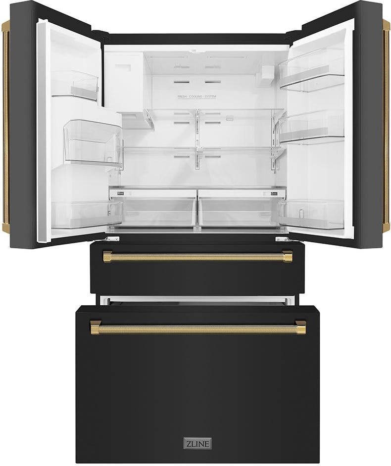 Zline RFMZW36BSKG Fingerprint Resistant Black Stainless Steel With P...