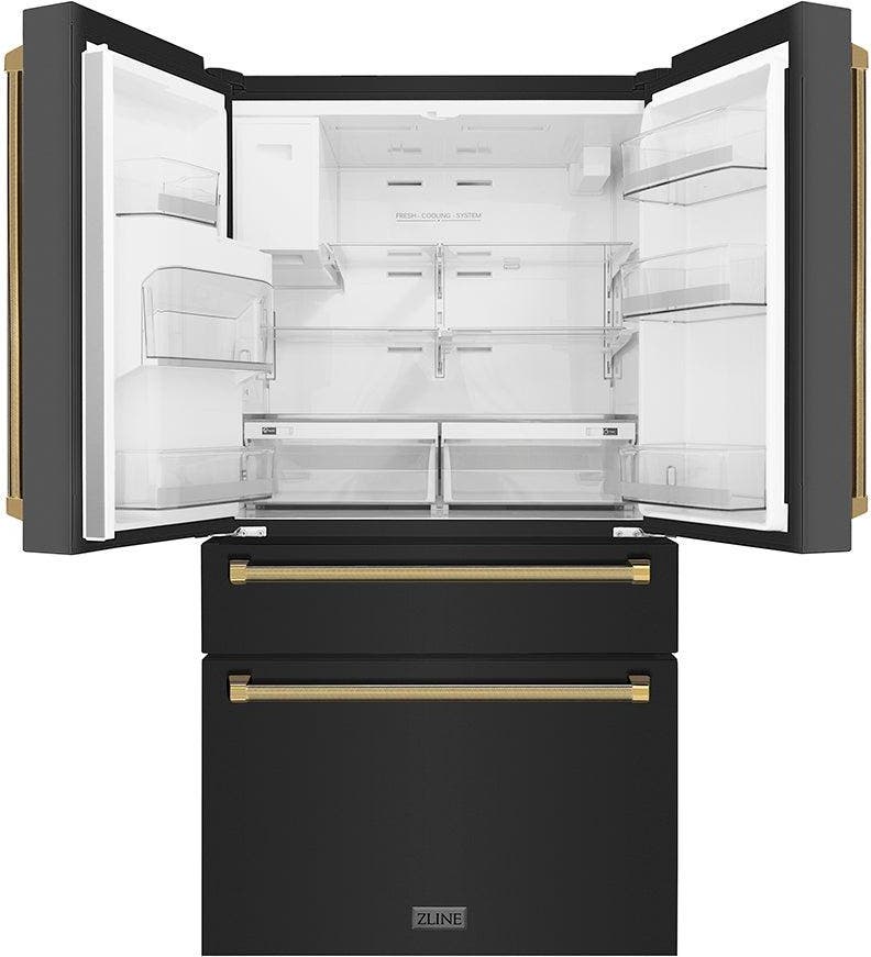 Zline RFMZW36BSKG Fingerprint Resistant Black Stainless Steel With P...
