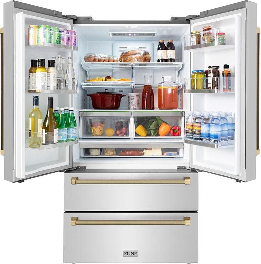 Zline RFMZ36KCB Fingerprint Resistant Stainless Steel And Champagn...