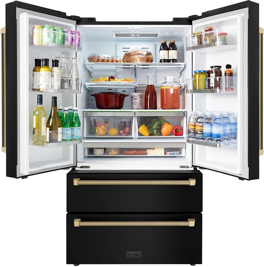 Zline RFMZ36BSKCB Fingerprint Resistant Black Stainless Steel And Ch...